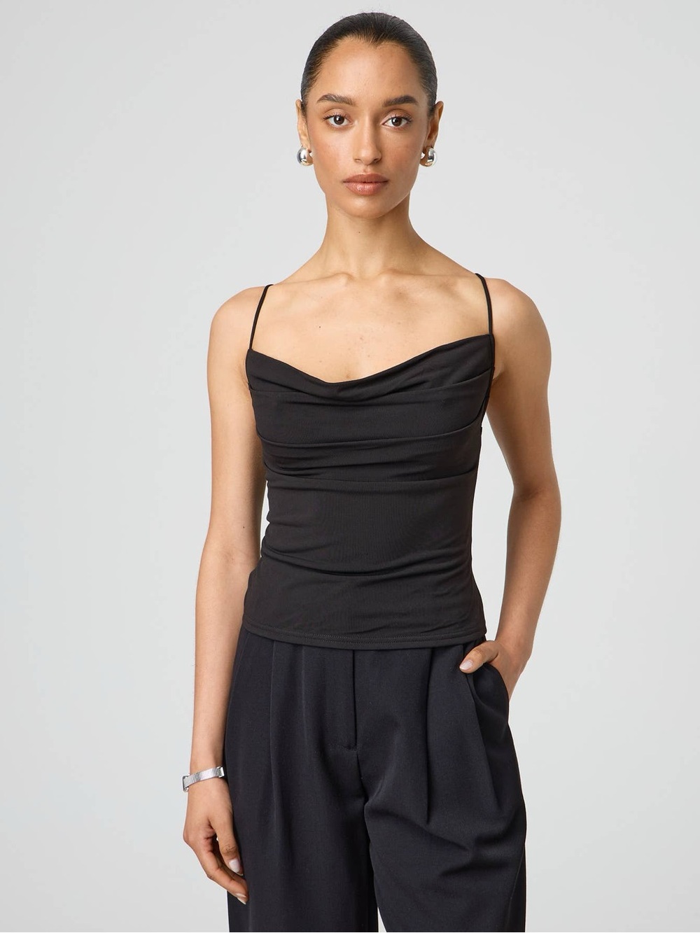 Glassons Black Cowl Neck Spaghetti Strap Camisole